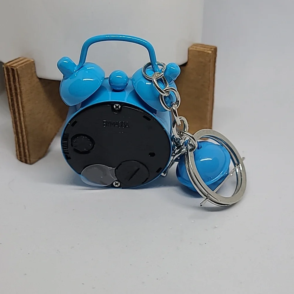 Mini‎ Blue Alarm Clock Keychain Cute Novelty Keyring Bag Charm Decoration